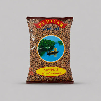 Bag of Periyar cowpeas on a gray background