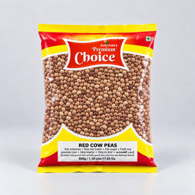 A 500g bag of 'Nagrinics Premium Choice Red Cow Peas' in a red and yellow packaging, displayed on a clean white background.