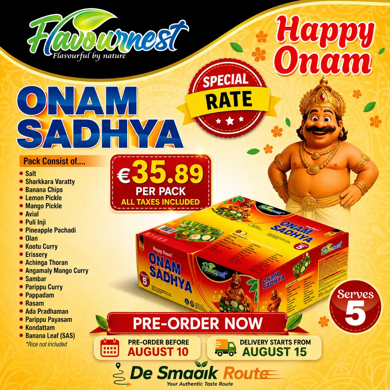Onam Sadhya 5.345kg (Serves 5) (Pre-book ends on 10.08.2026)
